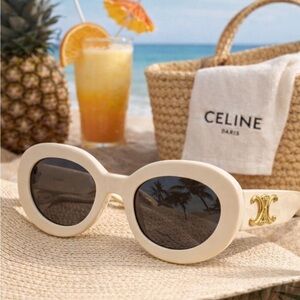 Celine Cream Oval Sunglasses NWT full pack gorgeous